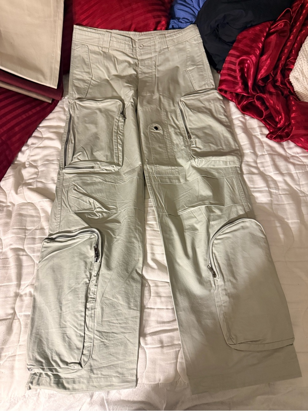 Men's Cargo Utility Pants in Light Gray - Multi-Pocket Tactical Style